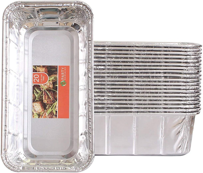 20 Pack Aluminum Loaf Pans - Heavy Duty Disposable Bread Pans 2 lb for Baking and Serving 85 x 45 x 25 - Max 240C