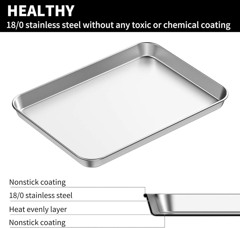 2-Pack Stainless Steel Baking Sheets - Commercial Grade Oven Tray Non-toxic  Easy to Clean