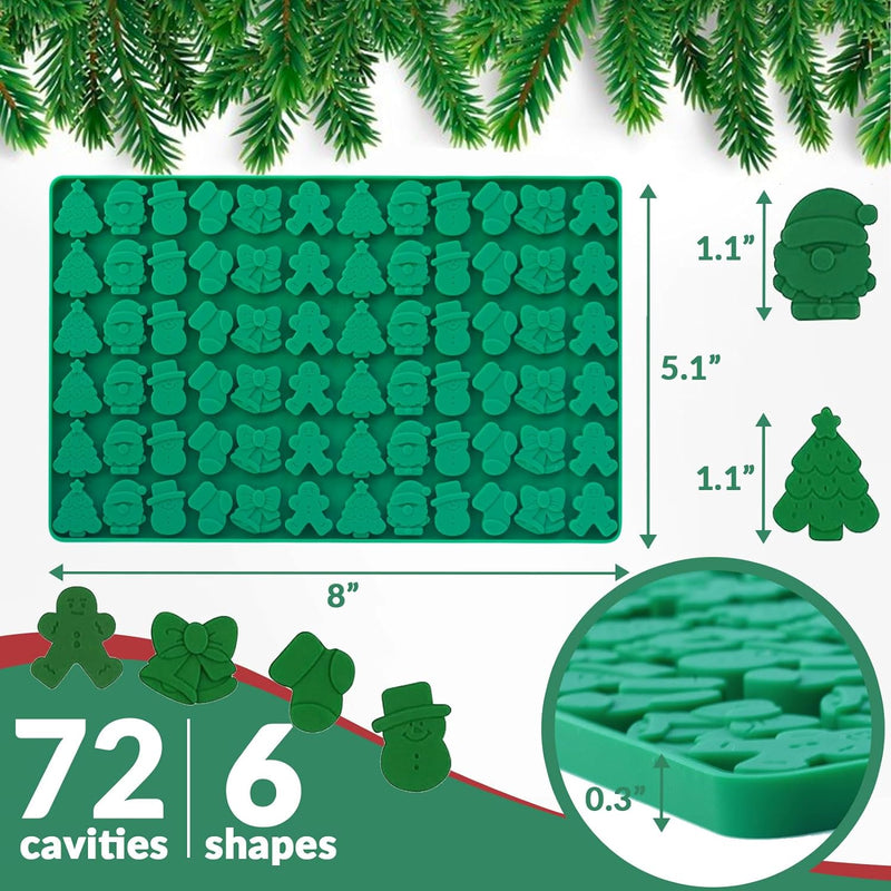 Christmas Mini Candy Molds - Silicone Chocolate Mold 72 Cavity Set for Gummy Treats and Cookies