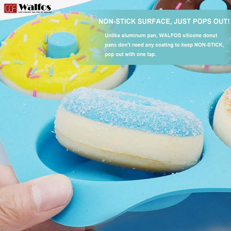 Walfos Silicone Donut Mold Set - Non-Stick Heat Resistant BPA-Free Dishwasher Safe Pack of 2