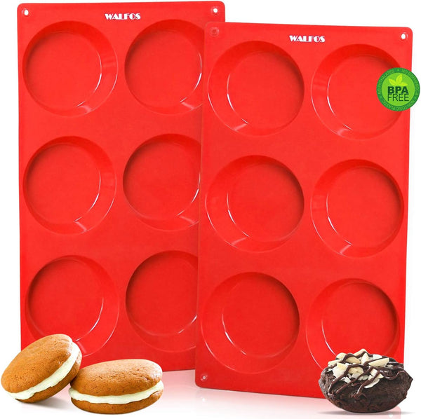 Walfos Silicone Muffin Pan - 6 Cup Non-Stick Baking Cups 2 Pack