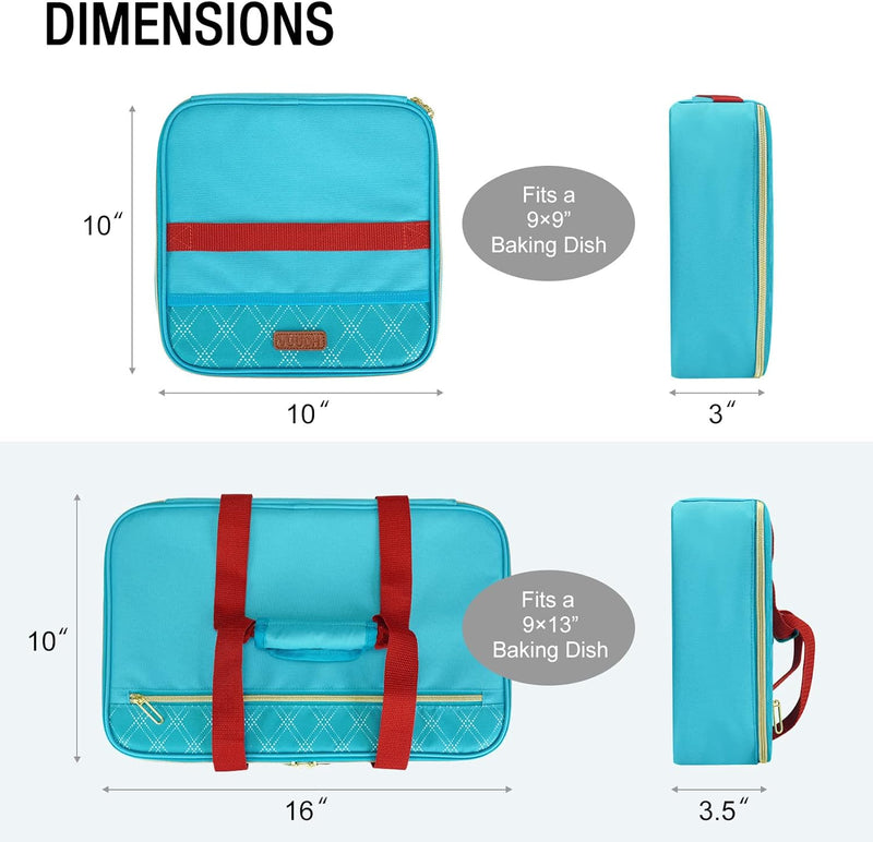 Double Insulated Casserole Carrier Bag - Hot  Cold Food Carry Bag for Potluck Parties Picnics and Traveling Blue