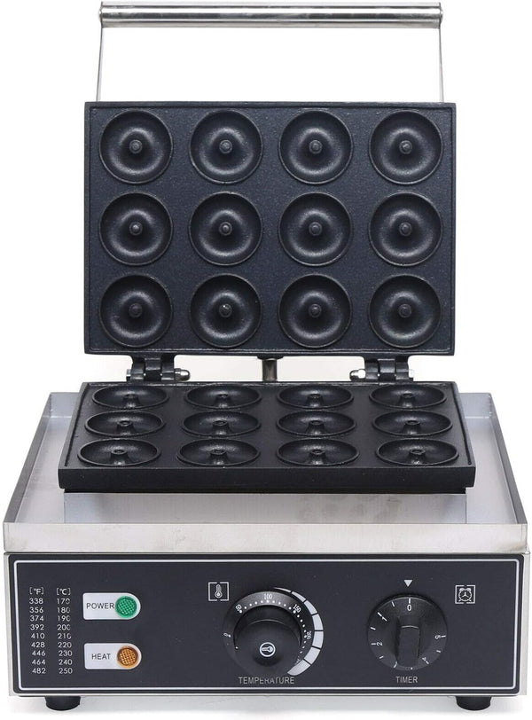 Commercial Electric Donut Maker - 12Pcs Stainless Steel Nonstick Machine with 110V 1500W Capacity