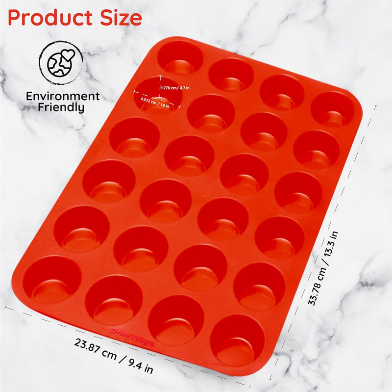 Silicone Muffin Pans - 6 Cup Jumbo Set of 2 Professional Use