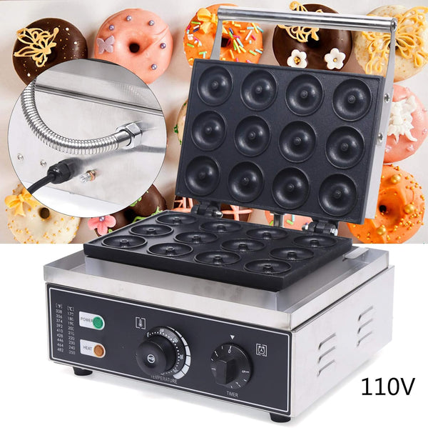 Electric Donut Maker - 12 Holes 110V 1500W double-sided heating nonstick for Home Bakery Dessert Shop Mall Coffee Shop