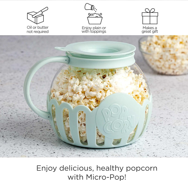 Ecolution Micro-Pop Microwave Popcorn Popper - Temperature Safe with 3-in-1 Lid BPA-Free Dishwasher Safe 15-Quart Pink