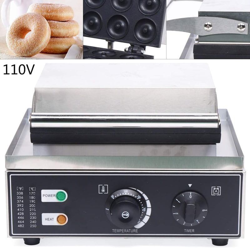 Commercial Donut Maker Machine Stainless Steel 110V 1550W - 6 Doughnut Capacity