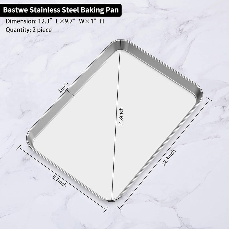 2-Pack Stainless Steel Baking Sheets - Commercial Grade Oven Tray Non-toxic  Easy to Clean