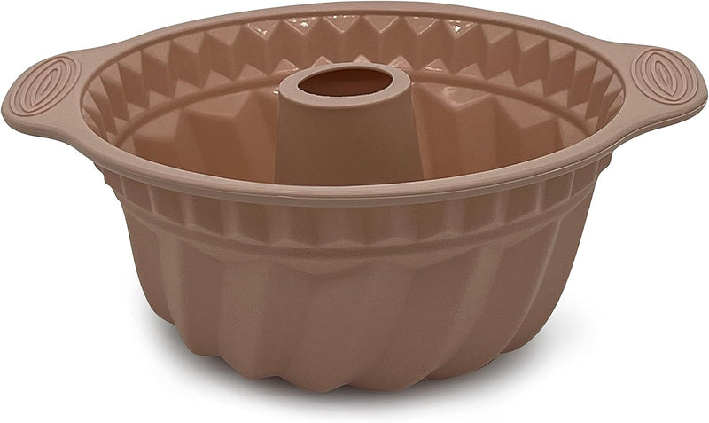 10 Non-Stick Silicone Bundt Cake Pan with Handle - Nordic Pink