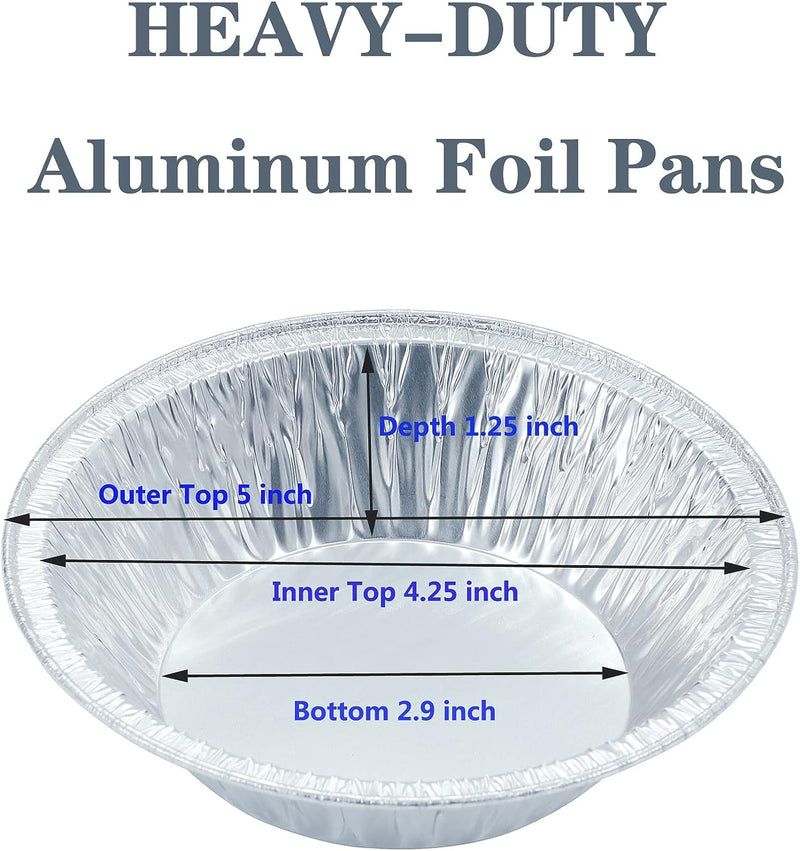 Waytiffer 50 Pack Heavy-Duty 5 inch Disposable Aluminum Mini Pie Pans for Baking Stacking Freezing  Reheating