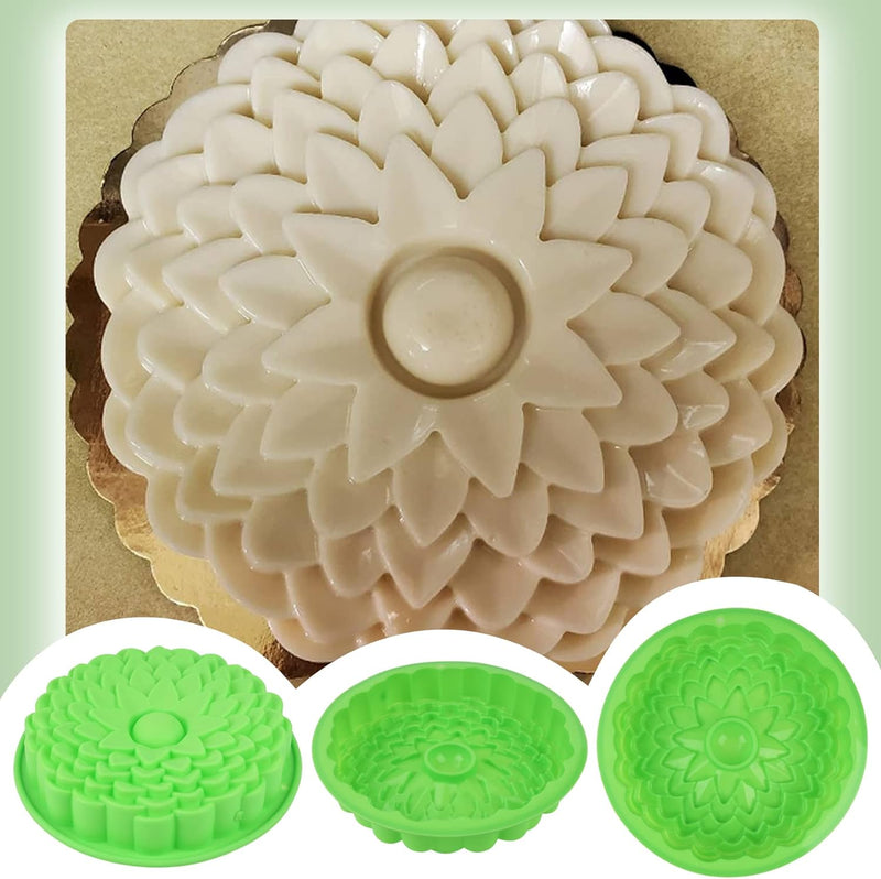 3 Pack Flower Silicone Cake Molds - Round  Flower Shaped Baking Trays for Birthday Parties