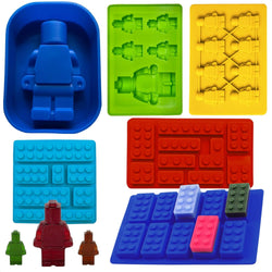 Building Block Candy Gummy Molds - 6Pcs Brick and Robot Shaped Silicone Mold Set