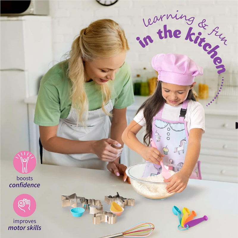 Kids Baking Set with Unicorn Apron - Ages 5  Up