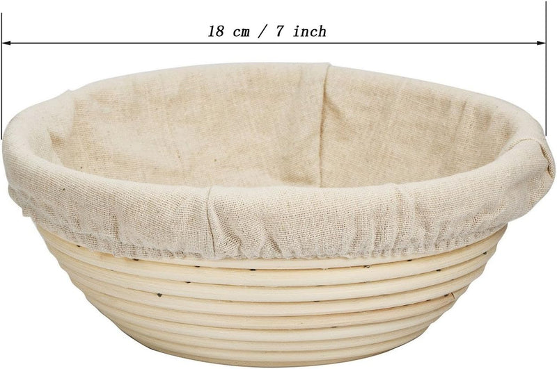 Handmade Banneton Bread Dough Proofing Basket with Linen Liner