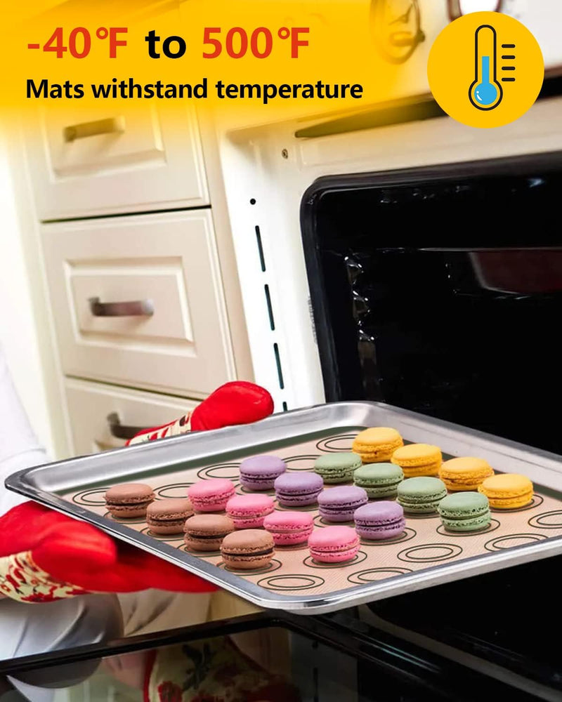 Katbite Silicone Baking Mat Set for Cookies Macarons and Bread - Large Set of 3