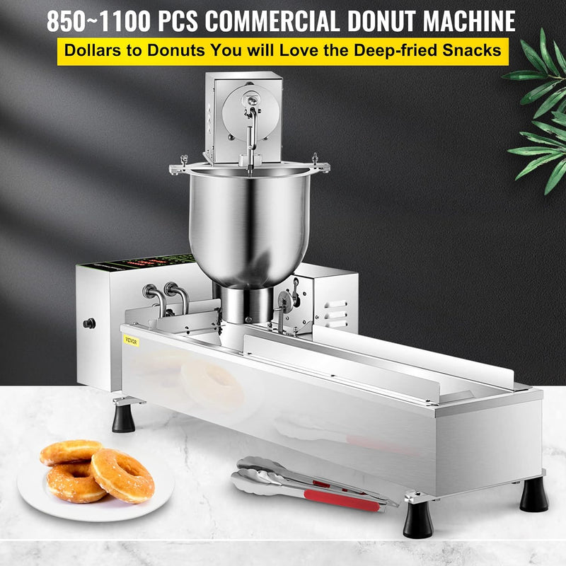 Commercial Donut Making Machine with 7L Hopper and 3 Sizes Molds 304 Stainless Steel Auto Fryer