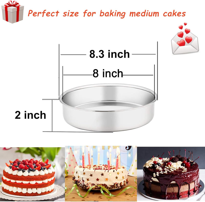 TeamFar 4 Inch Mini Cake Pans - Set of 3 Stainless Steel Round Baking Pans