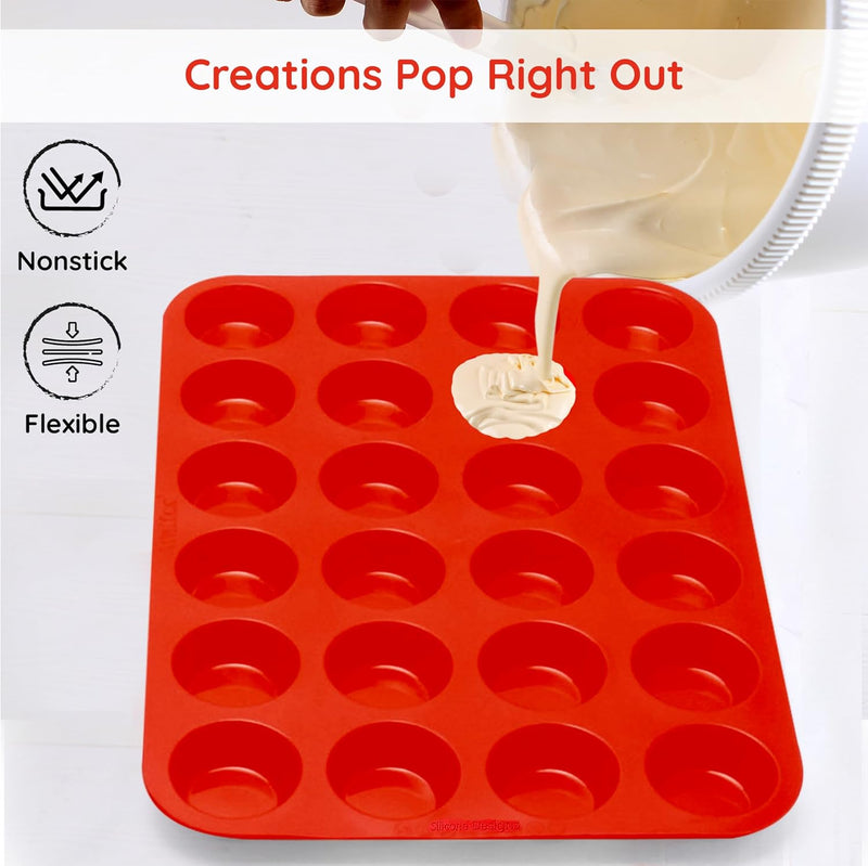 Silicone Muffin Pans - 6 Cup Jumbo Set of 2 Professional Use