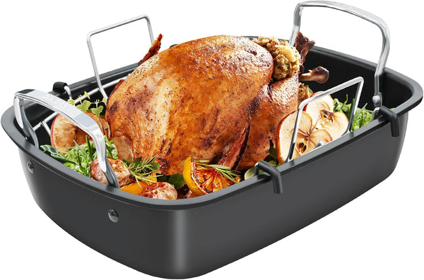 Nonstick Roasting Pan with Removable Rack - 17 x 13 Gold