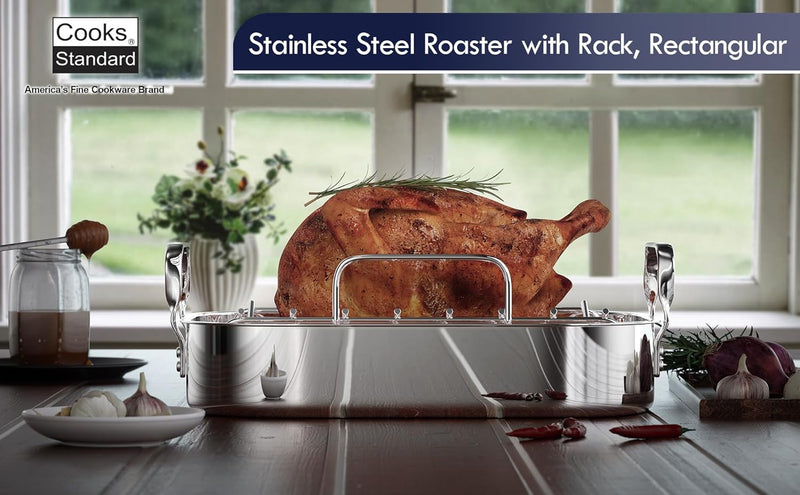 Stainless Steel Roaster with Rack - Cooks Standard 16x13 Rectangular