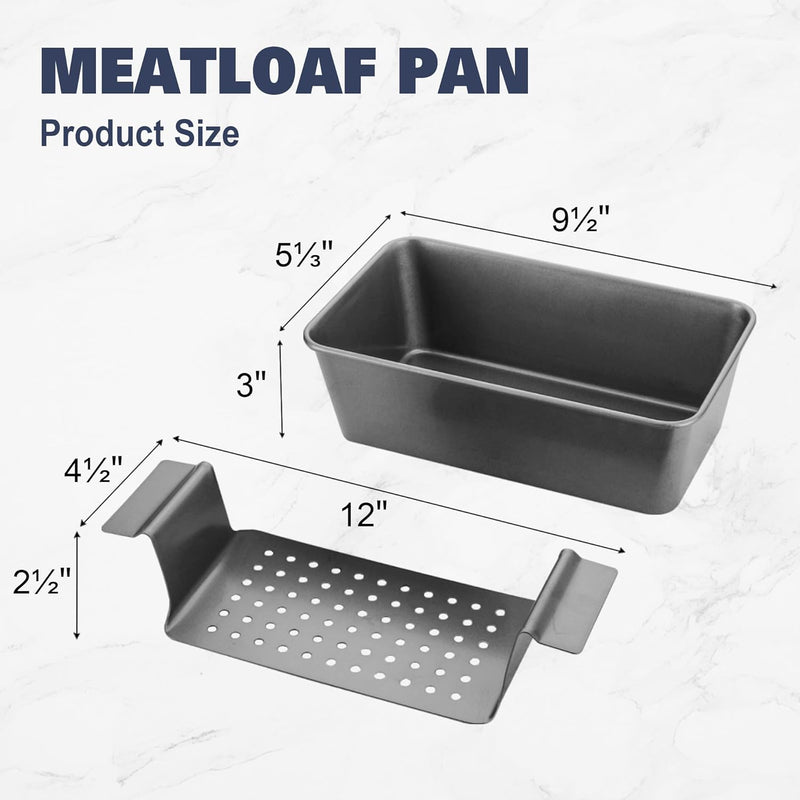 Nonstick Meatloaf Pan with Drain Tray - 9x5 Baking Tin for Meat Loaf and Banana Bread