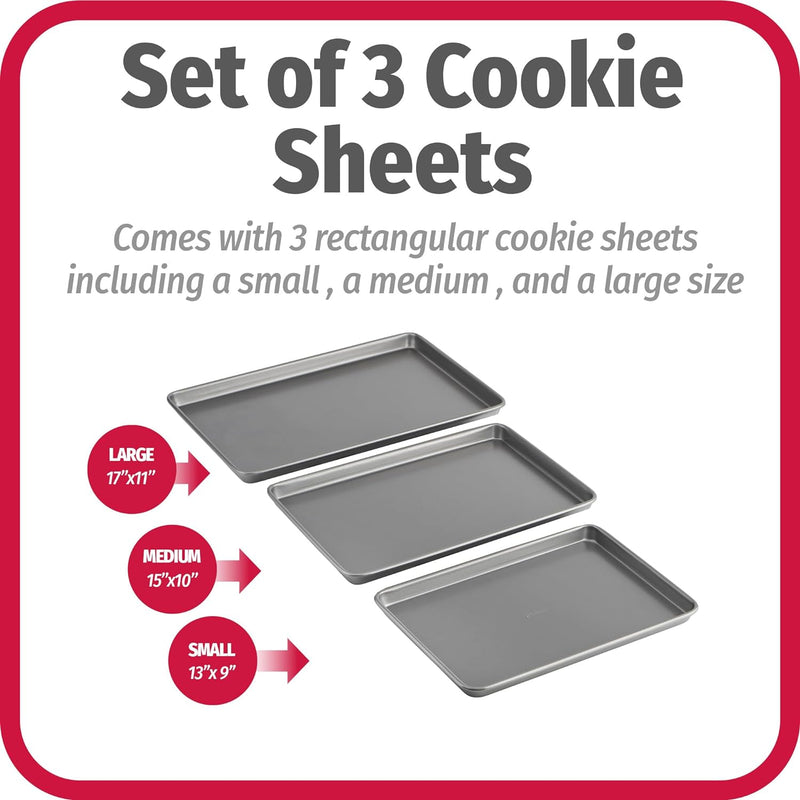 Nonstick Cookie Sheet Set - Goodcook 3-Piece Steel Set