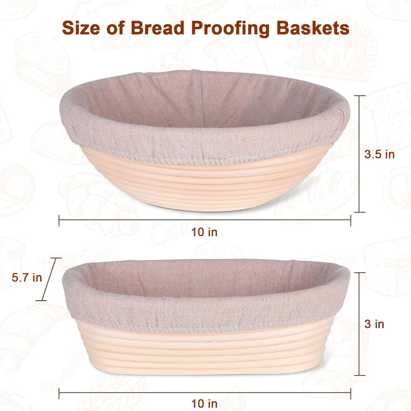 Banneton Bread Proofing Set with Baking Supplies and Gifts