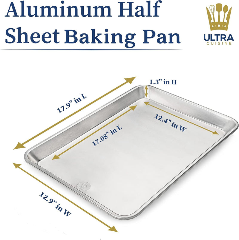 Professional Quarter Sheet Baking Pans - Set of 2 Aluminum Cookie Sheets - Rimmed 9x13-inch for Baking and Roasting