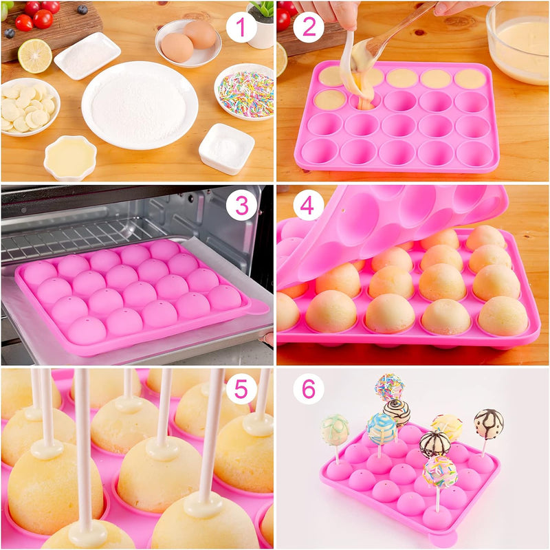 Cake Pop Maker Kit with 2 Silicone Mold Sets and 3 Tier Stand