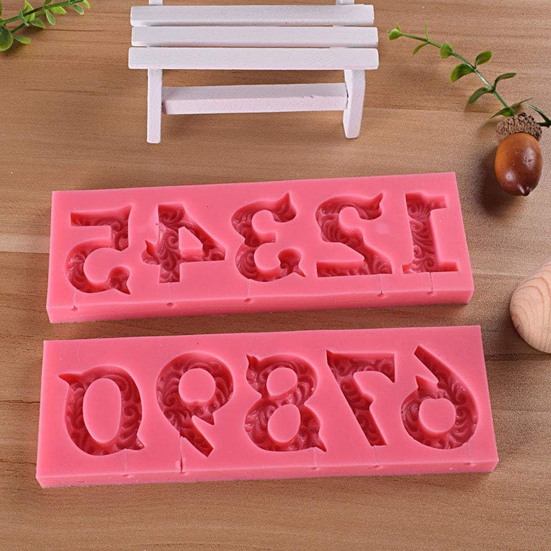 3D Silicone Number Mold with Stick Hole for Cake Decorating - Birthday Baking Fondant Chocolate - OBTANIM