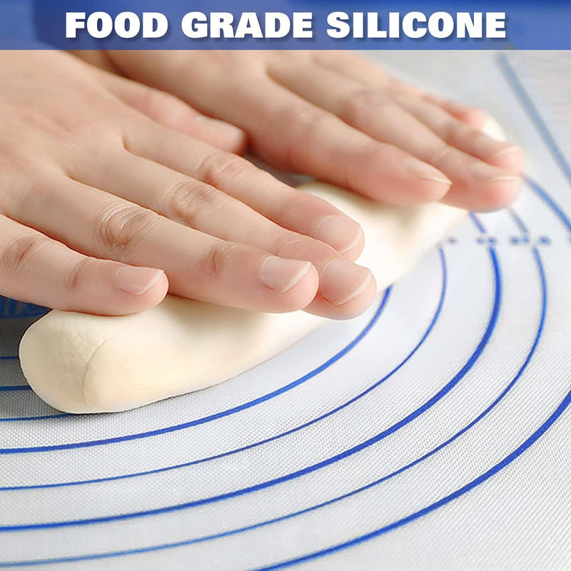 Large Non-Stick Silicone Baking Mat with Measurements - Kitchen Pastry Mat for Fondant Dough and Pie Crusts 16 x 24 Red