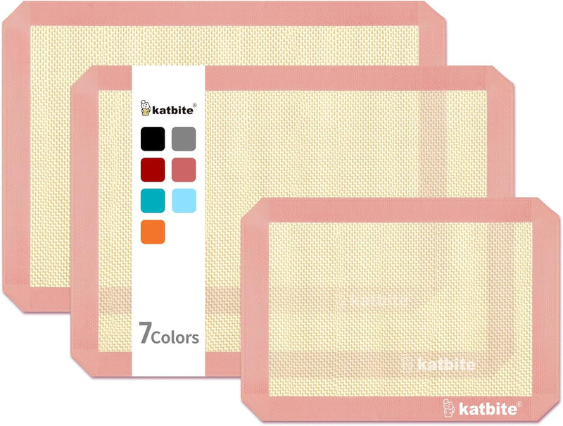 Katbite Silicone Baking Mat Set for Cookies Macarons and Bread - Large Set of 3
