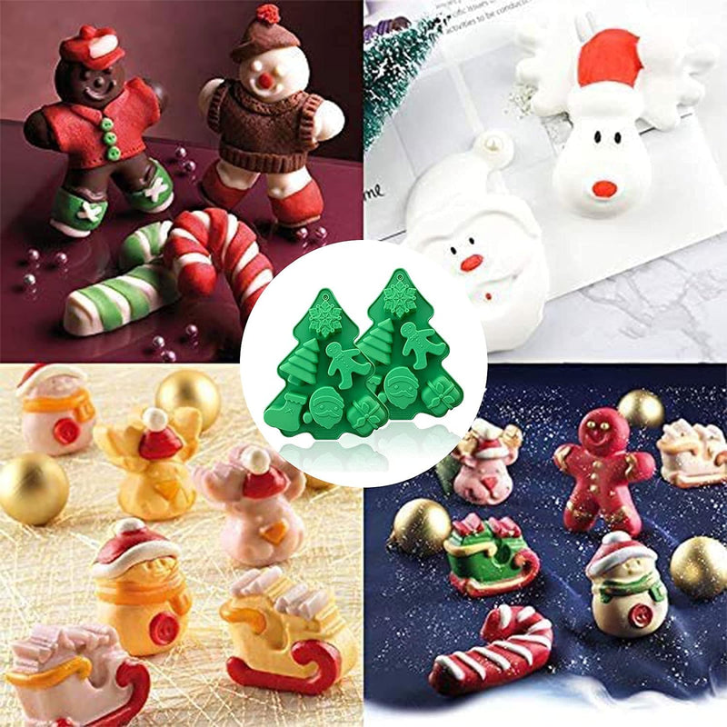 Festive Christmas Silicone Baking Molds - 2-Pack Nonstick Cake Muffin Mold