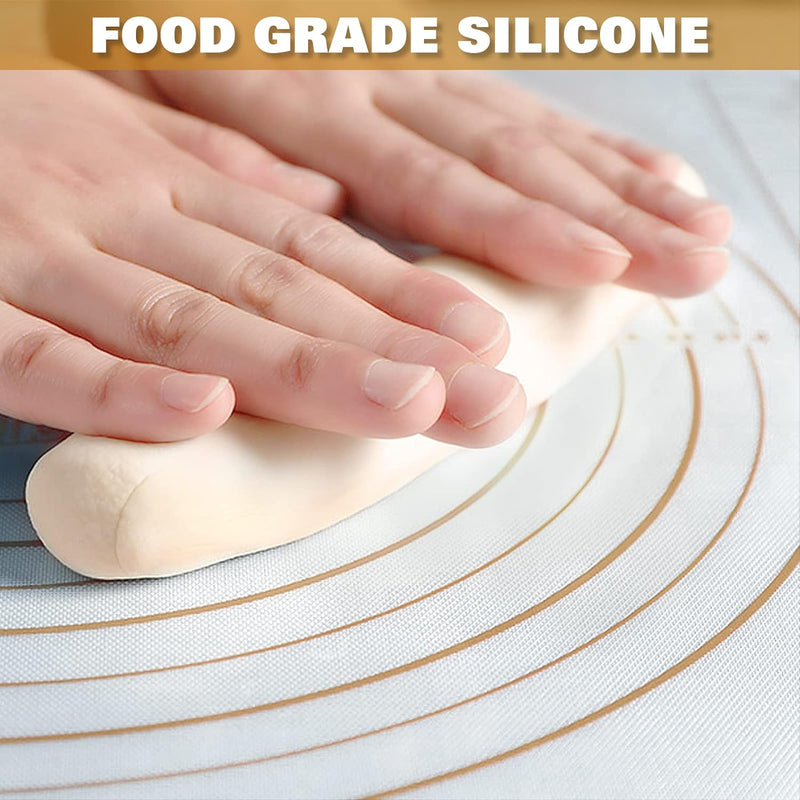 Large Non-Stick Silicone Baking Mat with Measurements - Kitchen Pastry Mat for Fondant Dough and Pie Crusts 16 x 24 Red