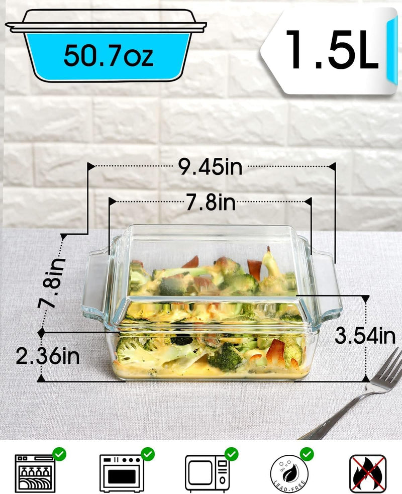 Mini Glass Casserole Dish with Lid - Single Serving Microwave Bakeware 57in x 7in