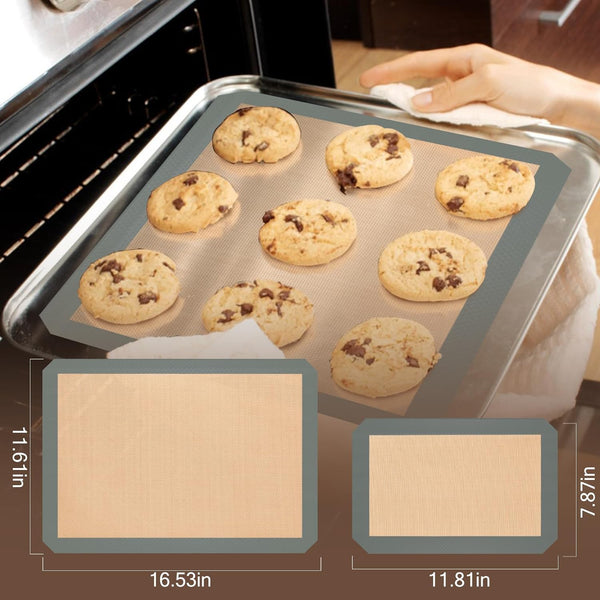Silicone Baking Mat 3 Pack Reusable Non-Stick Mats for Baking Cookies Macaroons and Bread