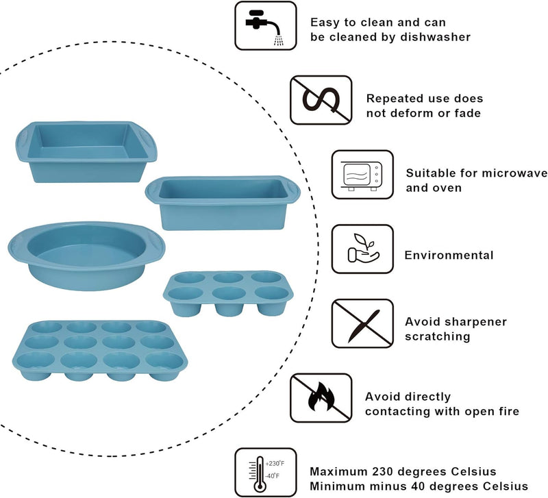 7in1 Nonstick Silicone Baking Set - Oven Bakeware Kit