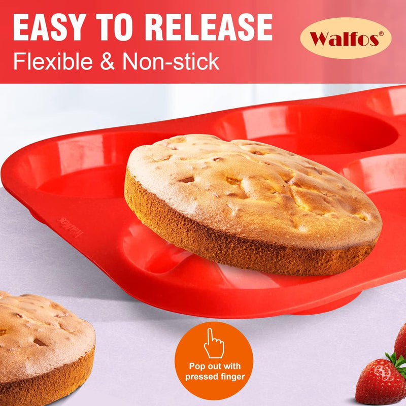 Walfos Silicone Cupcake Pan Set - 2-Piece Mini 24-Cup Muffin Baking Pan - BPA Free Dishwasher Safe - Non-Stick - Great for Muffin Cakes Fat Bombs