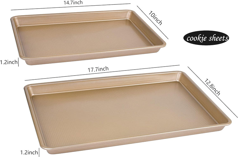 Nonstick Bakeware Set - 6-Piece Heavy Duty Carbon Steel in Champagne Gold