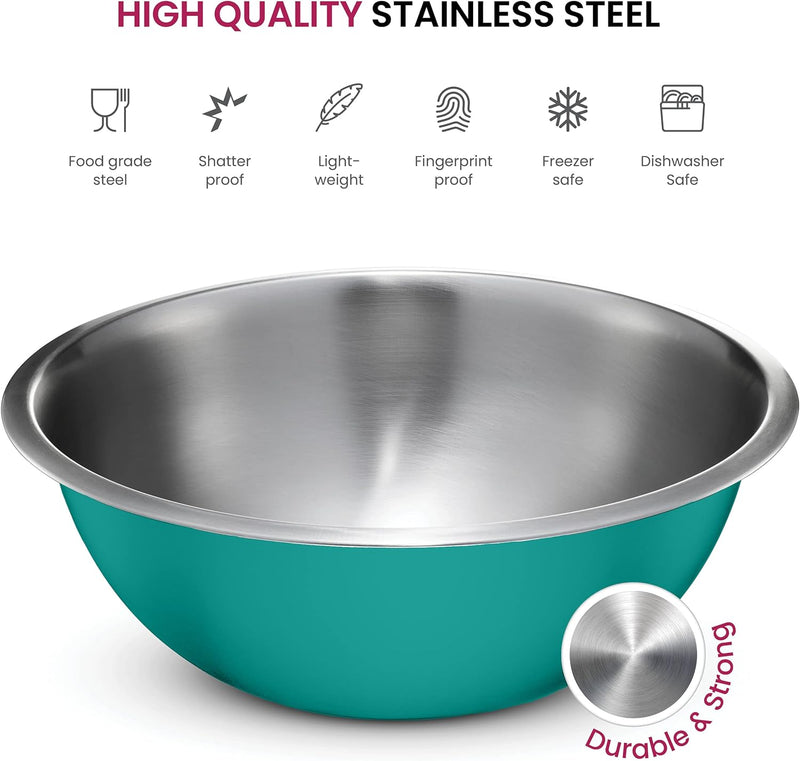 Stainless Steel Mixing Bowl Set - Space Saving Easy to Clean 5 Pieces