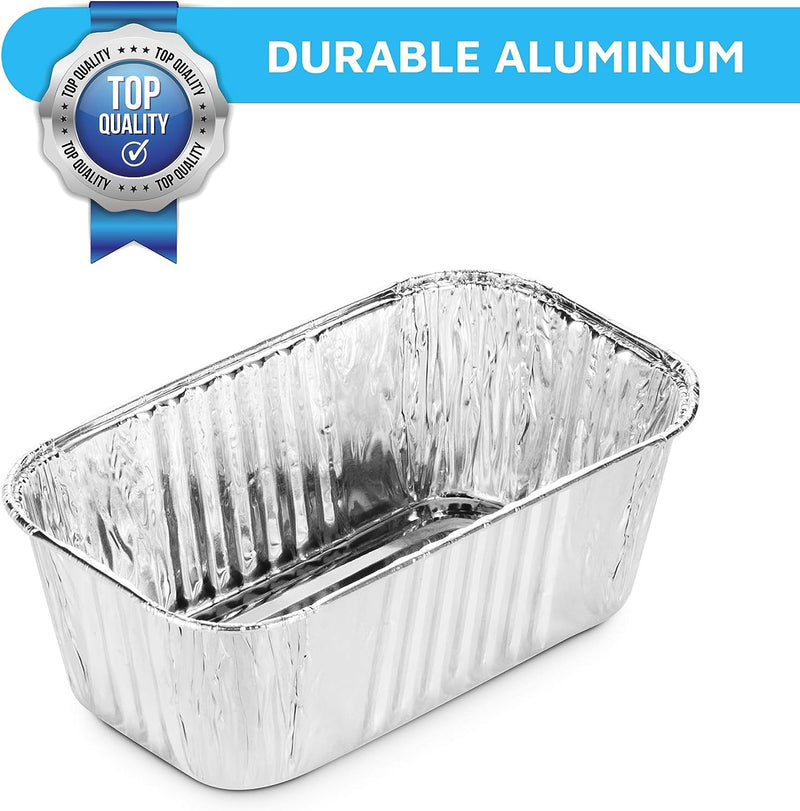 Aluminum Disposable Loaf Pans - Foil Bread Containers for Baking and Takeout - 50-Pack Bulk Pack