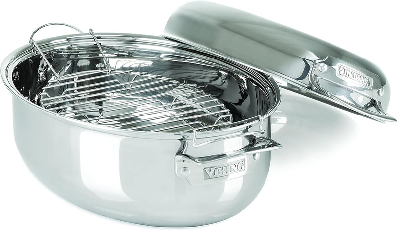Viking 3-Ply Stainless Steel Roasting Pan with Nonstick Rack - Dishwasher and Oven Safe