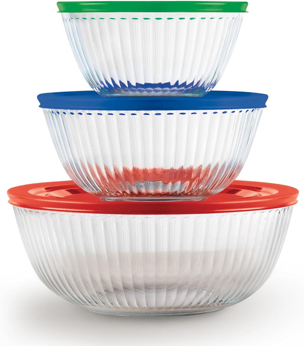 Pyrex Mixing Bowl Set - 3-Piece Smart Essentials Glass DishwasherMicrowaveFreezer Safe