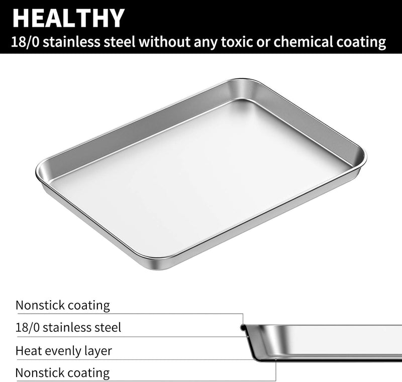 2-Pack Stainless Steel Baking Sheets - Commercial Grade Oven Tray Non-toxic  Easy to Clean