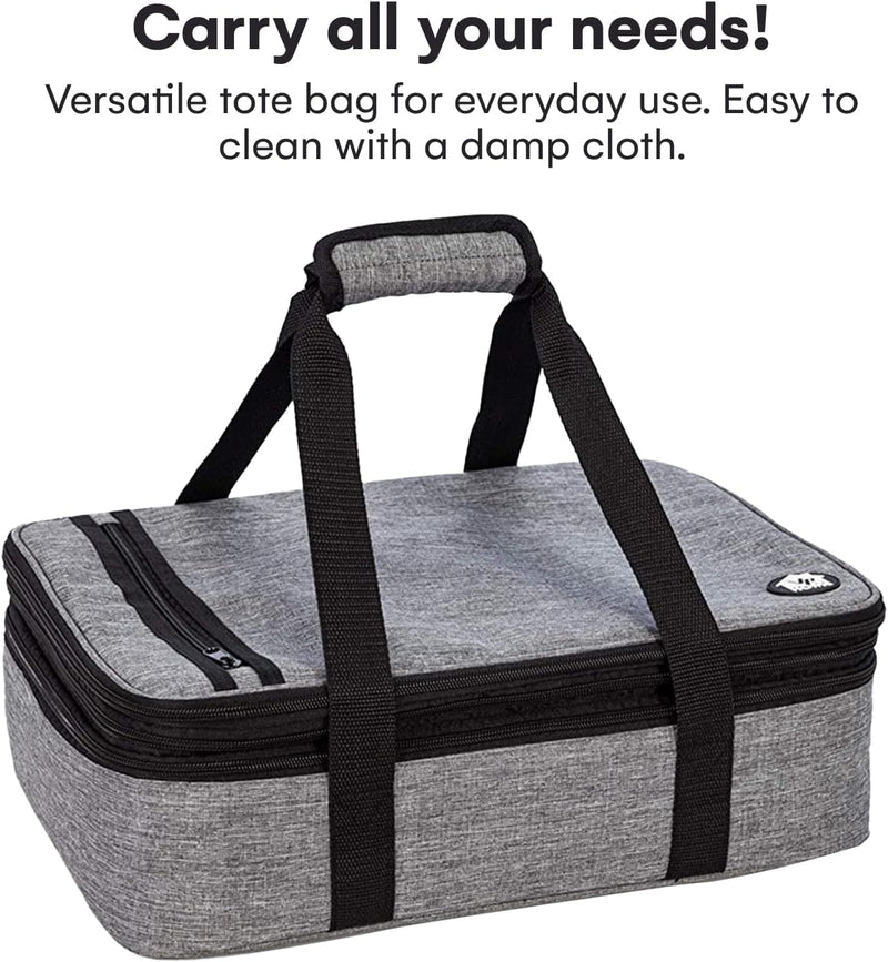 Double Casserole Travel Bag - Insulated Food Carrier for HotCold Dishes Heather Gray