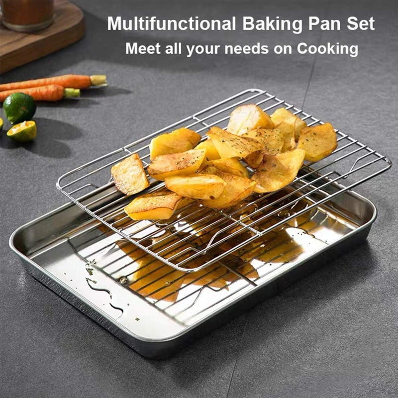 Wildone Baking Sheet  Rack Set - Stainless Steel Non-Toxic Size 16 x 12 x 1 Inch