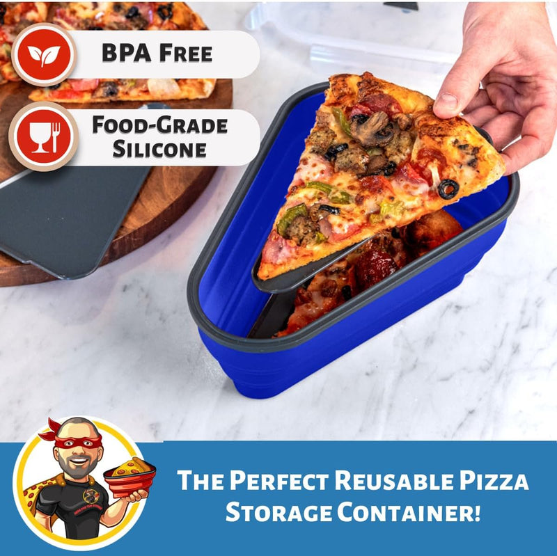 The Perfect Pizza Pack - Reusable Pizza Storage Container with 5 Microwavable Trays - BPA-Free Organizer for Space-Saving Red