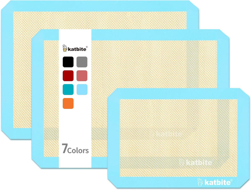 Katbite Silicone Baking Mat Set for Cookies Macarons and Bread - Large Set of 3