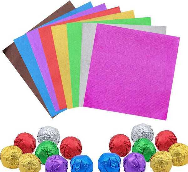 Foil Candy Wrappers - 600pcs 4x4 Aluminium Foil Paper for DIY Candies and Chocolate Packaging - PartyWeddingBirthdayChristmas Accessories