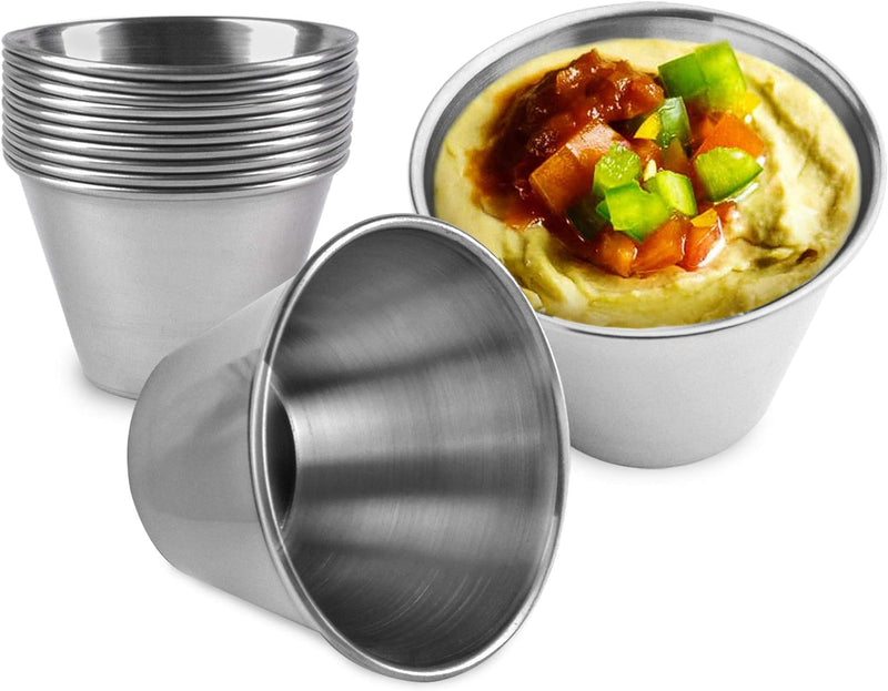 Stainless Steel Round Sauce Cups - Commercial Grade 24 Pack